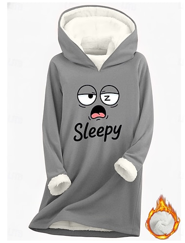  קפוצ'ון בסוודרים לנשים גרפי חם קז'ואל פרווה שרוולים ארוכים קפוצ'ון רגיל חולצות רחוב קז'ואל צהוב ורוד ורוד כהה כחול אפור אביב סתיו חורף