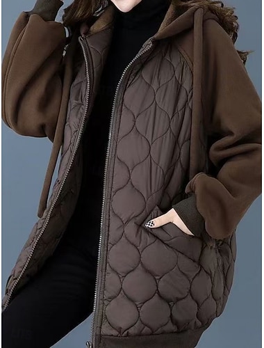 نسائي جاكيت مبطن الدفء مريح جيب كاجوال سهل عطلة شارع فضفاض مناسب للبس اليومي سحاب عادية مع قبعة عادي كم طويل ملابس خارجية أسود نبيذ أخضر داكن الربيع الخريف   نسائي جاكيت مبطن الدفء مريح جيب كاجوال سهل عطلة شارع فضفاض مناسب للبس اليومي سحاب عادية مع قبعة عادي كم طويل ملابس خارجية أسود نبيذ أخضر داكن الربيع الخريف