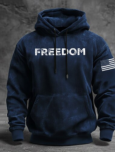  4 يوليو 2026 يوم الذكرى الـ 250 ملابس الشارع للرجال هودي علم الولايات المتحدة قميص طويل الأكمام الأنشطة الخارجية الشارع