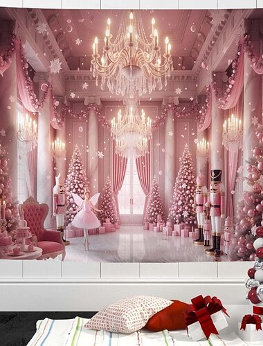  χριστουγεννιάτικη ταπισερί τοίχου ταπισερί Άγιος Βασίλης χριστουγεννιάτικο δέντρο μοντέρνο σαλόνι διακόσμηση σπιτιού