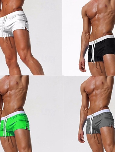  Homme string de bain Sous-Vêtements Slips de natation Élastique Respirant Bas Cordon de serrage Surf Bikini Plongée Couleur Unie Été