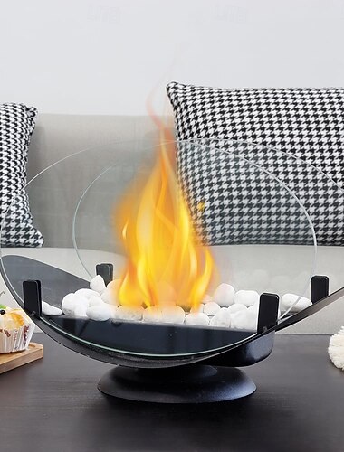  tragbarer Tischkamin, Bioethanol-Kamin, rauchfrei, saubere Verbrennung, Feuerstelle, Kamin ohne Abzug, Glas, für Räume &Stühle, stilvolle Dekoration
