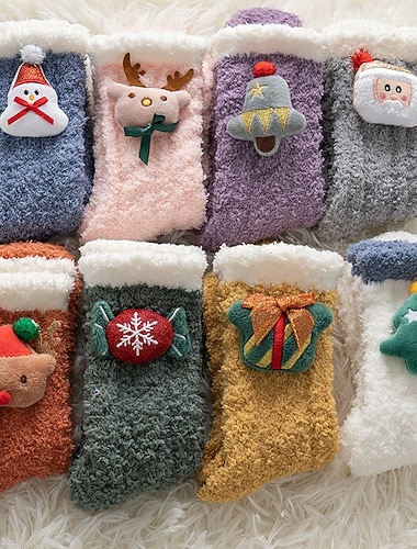  Damen Crew Socken Dicke warme Wintersocken Weihnachten Outdoor Täglich Tiermotiv Polyester Vlies Basic Klassisch Lässig Warm 1 Paar