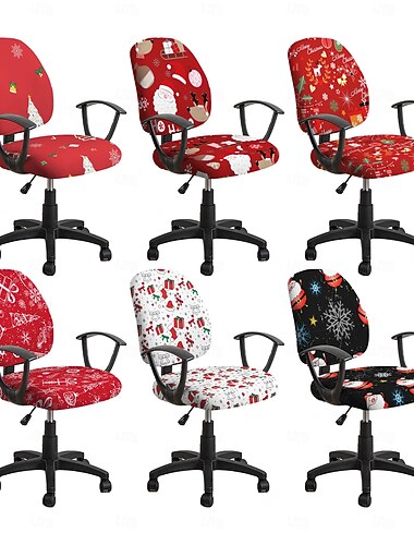 Coprisedia da ufficio natalizio, coprisedia per sgabello da bar, coprisedia in poliestere elasticizzato con stampa geometrica per sedia da scrivania, sgabello da pranzo o decorazione per ufficio domestico, decorazione natalizia   Coprisedia da ufficio natalizio, coprisedia per sgabello da bar, coprisedia in poliestere elasticizzato con stampa geometrica per sedia da scrivania, sgabello da pranzo o decorazione per ufficio domestico, decorazione natalizia