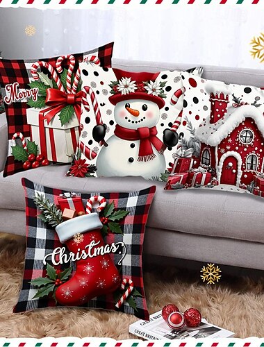 Julplyschkuddfodral i linne, modernt minimalistiskt dekorativt örngott för hemmet, soffan, kontoret eller bilens semesteratmosfär   Julplyschkuddfodral i linne, modernt minimalistiskt dekorativt örngott för hemmet, soffan, kontoret eller bilens semesteratmosfär