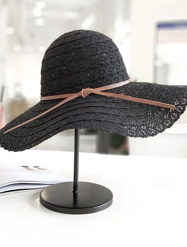  Cappelli Poliestere Cappello di paglia Matrimonio Ferie Tè Corsa di Cavalli Cocktail Elegante Vintage Protezione Solare Con Fiocco Copricapo Copricapo