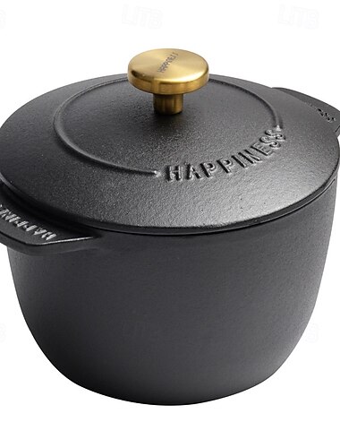 16 cm Støpejern Hollandsk Ovnsgryte - Svart Risgryte Koker og Gryte - Allsidig Kjøkkenutstyr Baking og Gryte (1,5 Quart) Julegave