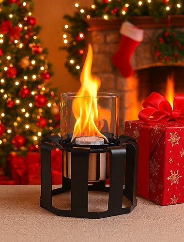  Tischfeuerstelle, Feuerstelle im Freien mit Glastisch und Fernbedienung für Camping