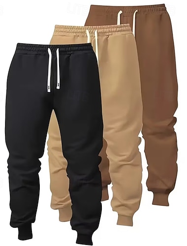  Homens Calças Esportivas Calças de lã Corredor Calças Calça casual Com Cordão Cintura elástica Multi-pack Tecido Conforto Comprimento total Ao ar livre Casual Diário Simples Estilo Clássico 1 2