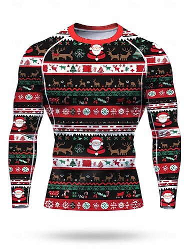  Vánoce Pánské Unisex Koşu Tişörtü Sportovní košile Gymnastická košile Fitness košile Cvičební košile Dlouhý rukáv Tričko UPF 50 Odolná proti UV záření Yumuşak Ter Emen Horské kolo Cvičení v