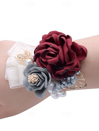 Fiori da polso da sposa Braccialetto floreale Matrimonio / Evento / Festa Metallo / Tessuti Floreale   Fiori da polso da sposa Braccialetto floreale Matrimonio / Evento / Festa Metallo / Tessuti Floreale