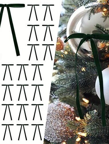  25 stk. julebåndsløyfer til juletrepynt – vintage fløyelssløyfer med gullbånd for rask dekorering, perfekt til juletre, rustikt håndverk, gaver, feriehus, bryllup og nyttårsdekorasjon