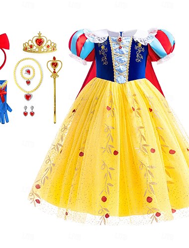  Semana del libro 2026 Frozen Blancanieves cuento de hadas princesa niña de las flores vestido fiesta temática disfraz vestidos de tul niñas película cosplay (con accesorios) vestido conjunto de accesorios carnaval día mundial del libro disfraces