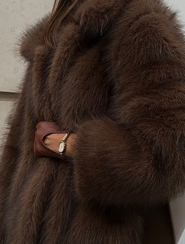  Γυναικεία Χειμερινό παλτό Παλτό Παλτό Faux Fur Αντιανεμικό Διατηρείτε Ζεστό Τσέπη Ανοικτό Μπροστά Κομψό Μοντέρνα Κλασσικό Καθημερινό Συμπαγές Χρώμα ΕΞΩΤΕΡΙΚΟΥ ΧΩΡΟΥ Διακοπές Δρόμος Καθημερινά Ρούχα