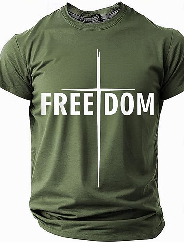  2026. július 4. 250. emléknap Férfi biblia 3D nyomtatás USA zászló Kerek nyakú Rövid ujjú póló Napi utca