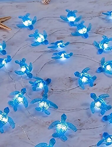  LED Kobbertråds Lyskæde Blæksprutte Søstjerne Krabbe Formet Guirlande Lys 2m 20LED Batteridrevet Bryllupsfest Ferie Udendørs Indendørs Værelse Hav Tema Dekoration