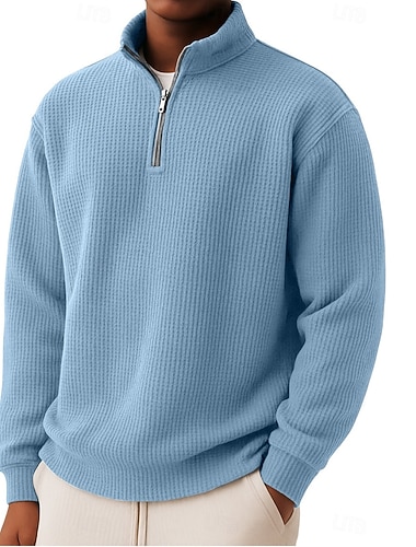 Pánské Waffle Polo košile Polo na zip Outdoorové sporty Ležérní Stojáček Zip Dlouhý rukáv Módní Moderní Pevná barva S texturou Pletený Jaro & podzim Celý rok Běžný Černá Bílá Vodní modrá Šedá Waffle   Pánské Waffle Polo košile Polo na zip Outdoorové sporty Ležérní Stojáček Zip Dlouhý rukáv Módní Moderní Pevná barva S texturou Pletený Jaro & podzim Celý rok Běžný Černá Bílá Vodní modrá Šedá Waffle