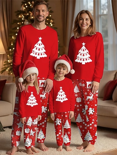 familj Jul Jul familjepyjamas Pyjamas Familjeset Grafisk Julgran Hem Mönster Rubinrött Långärmad Dagligen Matchande kläder   familj Jul Jul familjepyjamas Pyjamas Familjeset Grafisk Julgran Hem Mönster Rubinrött Långärmad Dagligen Matchande kläder
