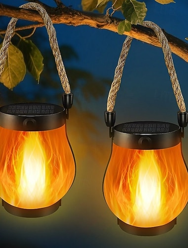  Weihnachts Solar LED Flammenlicht Weihnachtshängelaterne Außen wasserdicht Garten Camping Party Landschaftslicht für Heim Garten Dekoration