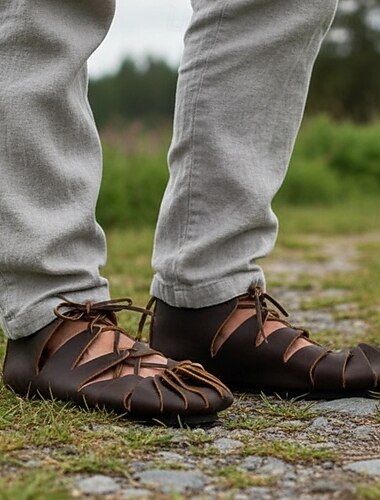  中世 ルネッサンス シューズ 海賊 バイキング 仮装 男性用 セルティック 海賊 ハロウィーン マスカレード 性能 パーティー LARP 成人 シューズ