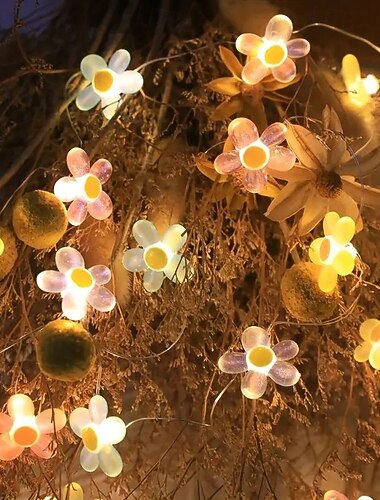 أضواء سلسلة زهور 2م 20 ليد لموضوع إضاءة حفلة عيد الميلاد حفل زفاف منزل عيد الحب زينة الأجواء تعمل بالبطارية
