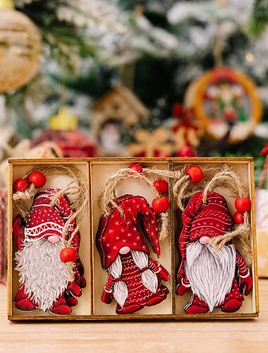  Juleoppheng i tre, håndmalt søt skogfigurdekorasjon, dekorasjon til feriehjemmet og julegave, anheng i tre