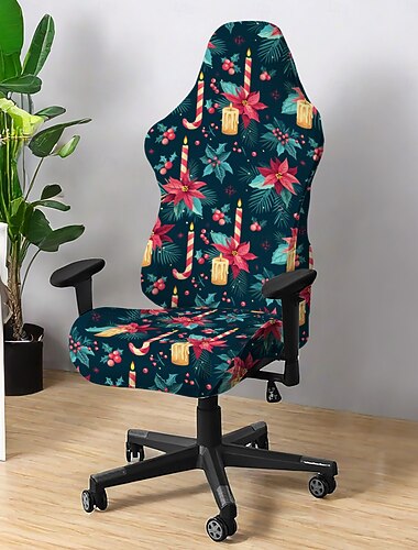Coprisedia natalizio per ufficio, coprisedia in poliestere con stampa geometrica, protezione decorativa per sedia per casa o ufficio   Coprisedia natalizio per ufficio, coprisedia in poliestere con stampa geometrica, protezione decorativa per sedia per casa o ufficio
