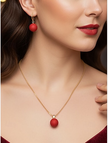  Ensemble collier et boucles d'oreilles en fausses perles pour femme avec accents dorés, bijoux de Noël élégants pour les fêtes de fin d'année