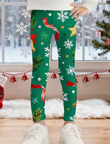 Новогодняя тематика Девочки 3D Графика Колокольчики Брюки Леггинсы Весна Осень Симпатичные Стиль Классический Дети 4-12 лет на открытом воздухе Повседневные Стандартный   Новогодняя тематика Девочки 3D Графика Колокольчики Брюки Леггинсы Весна Осень Симпатичные Стиль Классический Дети 4-12 лет на открытом воздухе Повседневные Стандартный