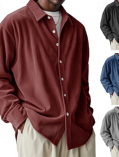 Herren Hemd Freizeithemd Cordhemd Knopfhemd Schwarz Weiß Wein Marineblau Himmelblau Langarm Umlegekragen Outdoor Party Bekleidung Weihnachten Elegant Vintage Lässig   Herren Hemd Freizeithemd Cordhemd Knopfhemd Schwarz Weiß Wein Marineblau Himmelblau Langarm Umlegekragen Outdoor Party Bekleidung Weihnachten Elegant Vintage Lässig
