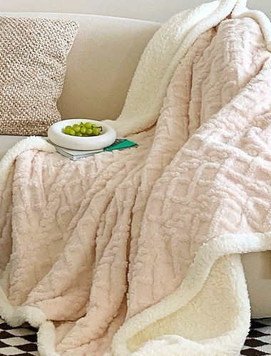  vinterteppe i taftfleece, fortykket sherpa-korallfleece, kasteteppe til kontor, lur, sovesofa, varmt, mykt og koselig lite teppe