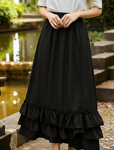  Retro vintage Punk & Gothic Middeleeuws Rok Gothic meisje Volant Kostuum Dames Fantasie Stoompunk Maskerade Casual / Dagelijks Volwassenen Rokken
