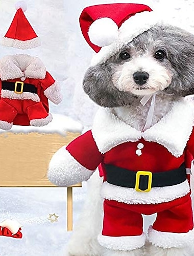  Hunder Hode & Nakke Små pelsdyr Kjeledresser Andre Julekostyme Hundeklær Valpeklær Hundeklær Santa Transfiguration Kostume N / A Til hann- og hunnhunder Bomullsklut Polyester / bomullsblanding N / A