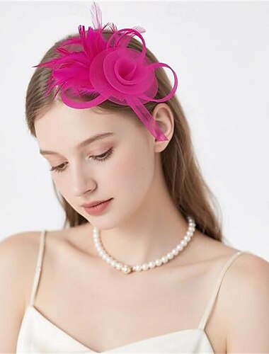  Fascynatorzy Pióra Kapelusz Fedora Ślub Herbaciane przyjęcie Wyścigi konne koktajl Elegancja Zabytkowe Z Pióro Winieta Nakrycia Głowy