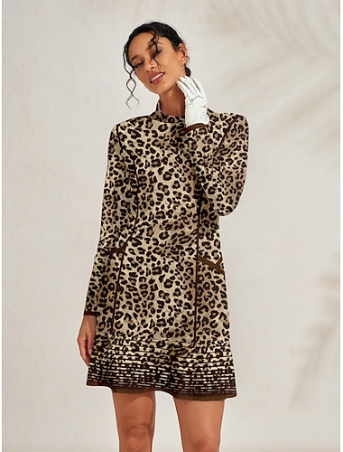  Damskie sukienka golfowa Brązowy Długi rękaw Damskie stroje golfowe Odzież Stroje Noś odzież