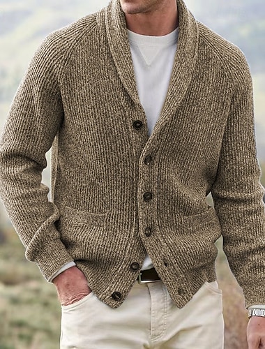 Homens Suéter Sueter Cardigan Estriado Tricotar Tops regulares Tricotado Tecido Xale Férias Moda Casual Roupa Diária Roupa Inverno Primavera & Outono Preto Azul Marinha M L XL   Homens Suéter Sueter Cardigan Estriado Tricotar Tops regulares Tricotado Tecido Xale Férias Moda Casual Roupa Diária Roupa Inverno Primavera & Outono Preto Azul Marinha M L XL