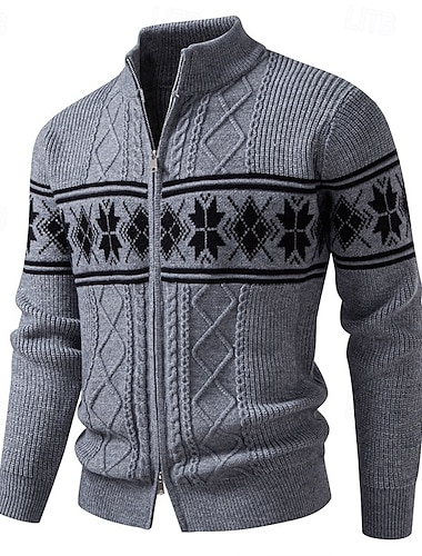 Homens Sueter Cardigan Suéter Cortado Suéter com zíper Suéter de malha Estriado Tricotar Tops regulares Bolsos Geométrica Colarinho Chinês Moda Clássico Férias Roupa Diária Roupa Outono Inverno   Homens Sueter Cardigan Suéter Cortado Suéter com zíper Suéter de malha Estriado Tricotar Tops regulares Bolsos Geométrica Colarinho Chinês Moda Clássico Férias Roupa Diária Roupa Outono Inverno
