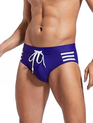  Herren Bikini-Tanga Unterwäsche Badehosen Elastisch Atmungsaktiv Unterteile Kordelzug Surfen Bikini Tauchen Streifen Sommer