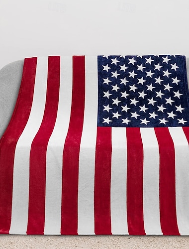  アメリカ独立記念日 フリースブランケット ソファ用スローブランケット ギフト アメリカ フラッグ クラシック 3D ソファー ベッドサイド 装飾ブランケット 暖かい毛布 ホームデコレーション
