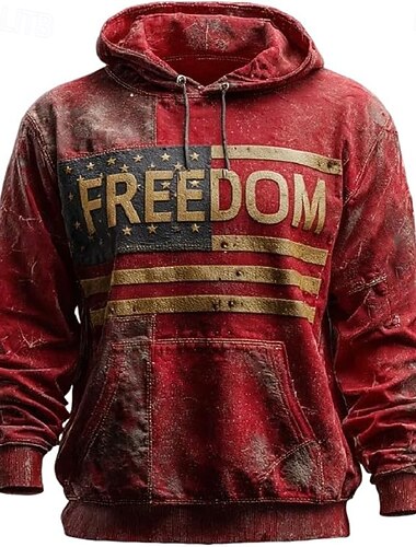  Men's Cross American Flag Hoodie Fashion Casual Vintage Retro Long Sleeve Hooded Vacation Party Streetwear Festival Blue Red Printing Fall Winter Designer S M L XL 2XL 3XL
