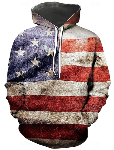  Herren Amerikanische Flagge Kapuzensweatshirt Täglich Streetstyle Vintage-Retro Langarm Mit Kapuze Streetwear Urlaub Party Festival Rot 4 Rot 3 Rote Rot 2 Drucken Herbst Winter Designer S M L XL 2XL