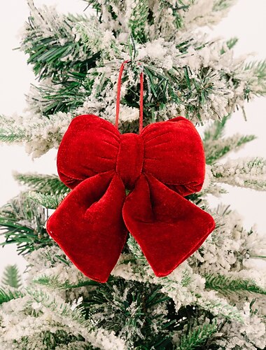  Julepynt i fløyelssløyfe, luksuriøse rødvinsfløyelsbåndssløyfer hengende dekorasjoner til juletreet, elegant juledekor til hjem, fest, bryllup, innendørs &utendørs