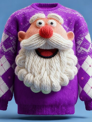  Suéter de Natal feio Homens Papai Noel Impressão 3D Desenhos 3D Pulôver suéter Roupa de Malha Crewneck Casual Férias Diário Festival Tricôt Mantenha Quente Manga Longa Primavera Outono Inverno
