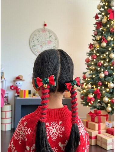  Weihnachts-Haarschmuck-Set für Kinder mit Weihnachtsmütze, Rentier und Weihnachtsbaum-Motiven, erhältlich in mehreren Farben für Weihnachtsfeiern und festliche Anlässe