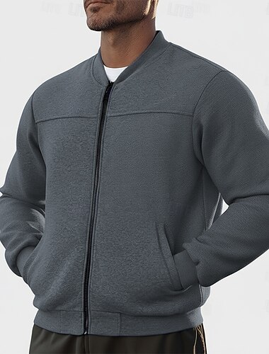  Herr Tröja Dragkedja med dragkedja Sweatshirt med full dragkedja Svart Rubinrött Marinblå Blå Mörkgrå Kinakrage Slät Ficka Sport & Utomhus Dagligen Helgdag Bomull Streetwear Grundläggande Ledigt Höst