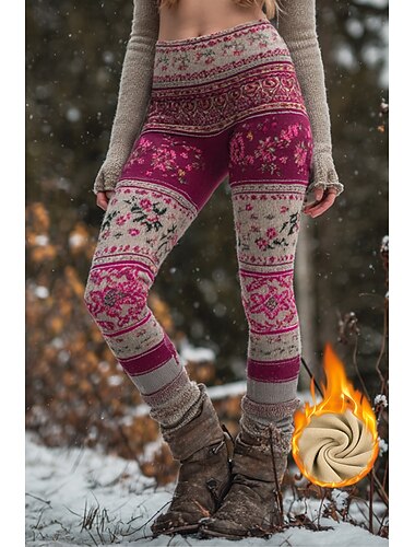 Dame fleeceforede leggings Leggings Ferie Årgang Etnisk stil Full lengde Høy Midje Blomstret Grafisk Geometrisk mønster 3D-utskrift Hold Varm Vindtett comfy Elastisk Formell utendørs Feriereise Gul   Dame fleeceforede leggings Leggings Ferie Årgang Etnisk stil Full lengde Høy Midje Blomstret Grafisk Geometrisk mønster 3D-utskrift Hold Varm Vindtett comfy Elastisk Formell utendørs Feriereise Gul