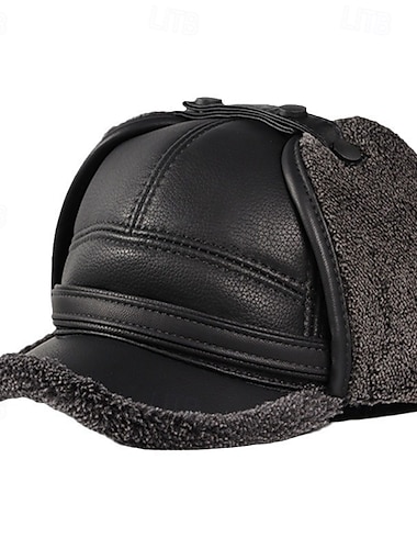  Herren Trappermütze Ohrenklappenmütze Winterledermütze Wintermützen Warme Wintermütze Schwarz Kaffee Polyester Fleece Mode Moderne zeitgenössische Alltagskleidung Date Einfarbig Thermowarm Winddicht