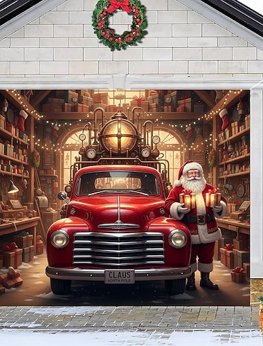 غطاء باب مرآب عيد الميلاد، منزل سانتا كلوز، خلفية معلقة كبيرة، ديكور حفلة عطلة خارجية، لافتة حائط احتفالية ثلاثية الأبعاد، فناء المنزل، خلفية مشهد عيد الميلاد   غطاء باب مرآب عيد الميلاد، منزل سانتا كلوز، خلفية معلقة كبيرة، ديكور حفلة عطلة خارجية، لافتة حائط احتفالية ثلاثية الأبعاد، فناء المنزل، خلفية مشهد عيد الميلاد