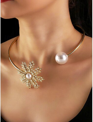 Γυναικείο χριστουγεννιάτικο κολιέ choker με νιφάδες χιονιού - υλικά από κράμα αλουμινίου και ψεύτικες πέρλες, κομψό σχέδιο με λαμπερές πέτρες, ιδανικό για χριστουγεννιάτικα πάρτι και δώρα