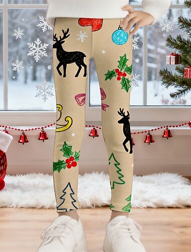 Новогодняя тематика Девочки 3D Графика Каждый Брюки Леггинсы Весна Осень Симпатичные Стиль Классический Дети 4-12 лет на открытом воздухе Повседневные Стандартный   Новогодняя тематика Девочки 3D Графика Каждый Брюки Леггинсы Весна Осень Симпатичные Стиль Классический Дети 4-12 лет на открытом воздухе Повседневные Стандартный